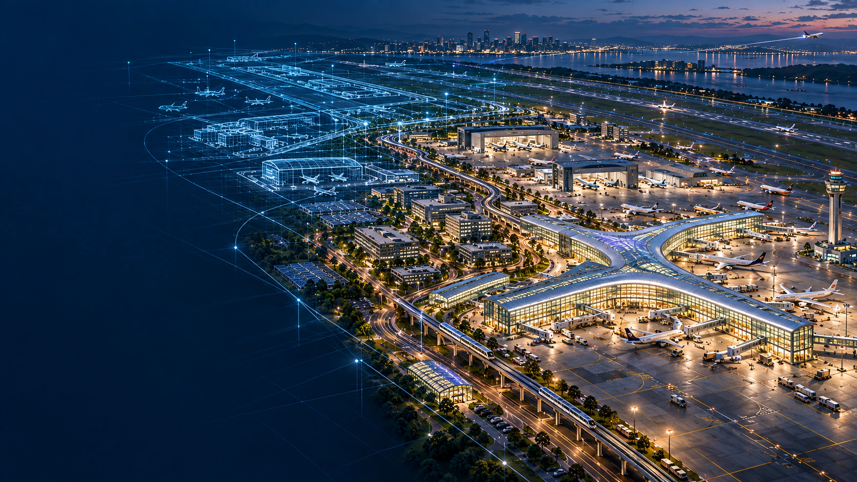 هندسة متكاملة لأصول المطارات — منظومة المطار والتوأم الرقمي.